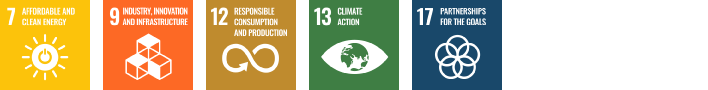 7. Energy to everyone.And Clean 9. Build a foundation for industry and technological innovation 12. Build responsibilities and responsibilities 13. Take concrete measures against climate change 17. Achieve targets in partnership
